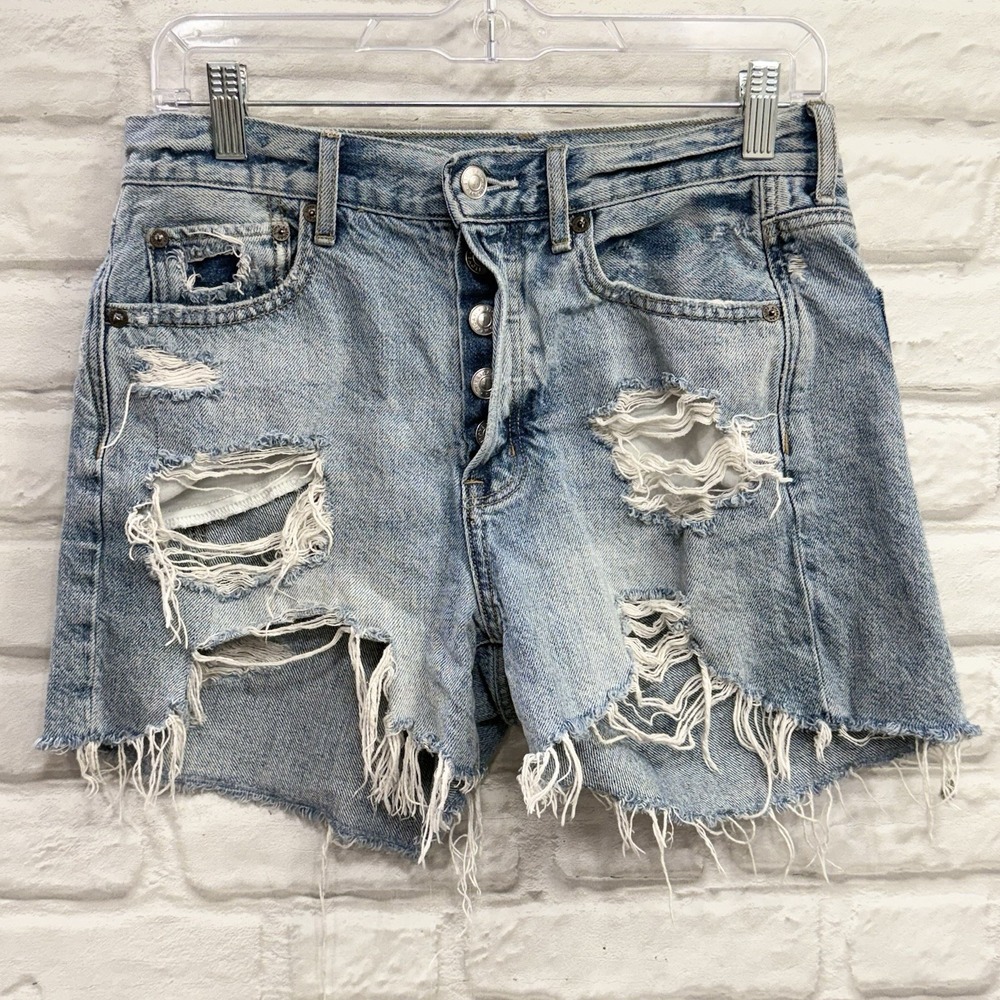 American Eagle Outfitters 90s Boyfriend Shorts Cutoff Distressed Sz 4 Button Fly